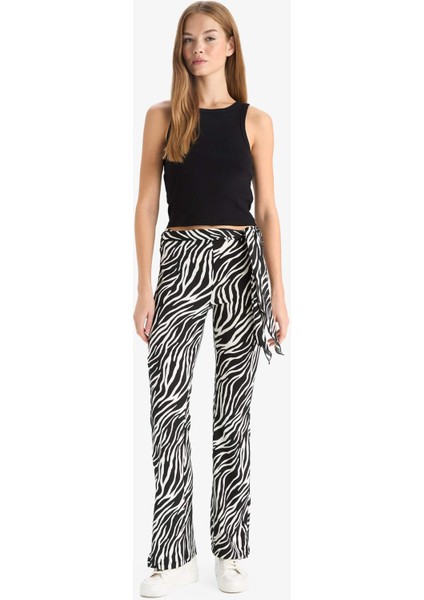 Fitted Zebra Desenli İspanyol Paça Pantolon G2988AX25WN