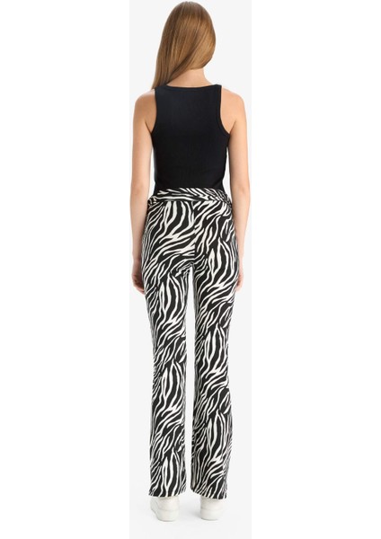 Fitted Zebra Desenli İspanyol Paça Pantolon G2988AX25WN