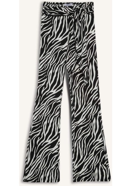 Fitted Zebra Desenli İspanyol Paça Pantolon G2988AX25WN