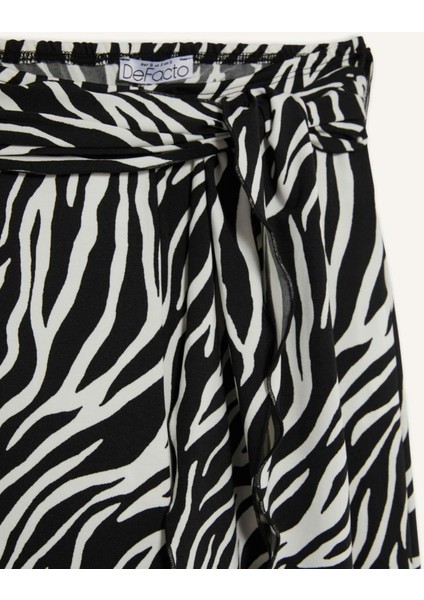 Fitted Zebra Desenli İspanyol Paça Pantolon G2988AX25WN