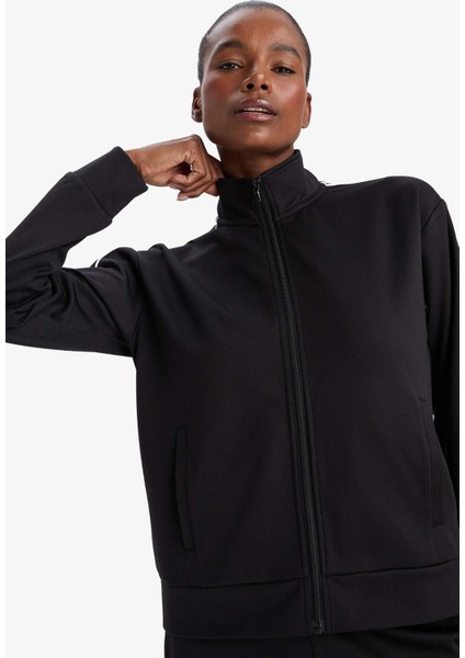 Fit Standart Fit Dik Yaka İçi Yumuşak Tüylü Fermuarlı Hırka F3844AX25AU