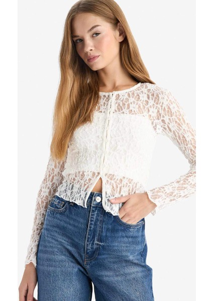 Fitted Bisiklet Yaka Dantel Hırka G3141AX25AU modelleri