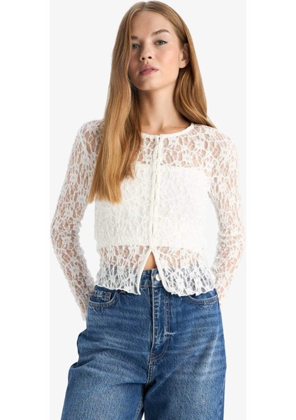 Fitted Bisiklet Yaka Dantel Hırka G3141AX25AU indirimleri