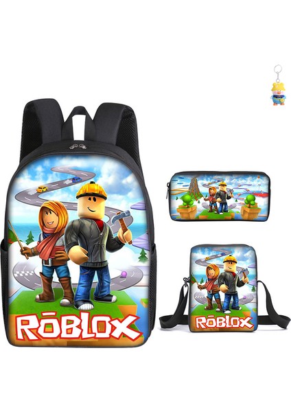 Roblox Öğrenci Okul Çantası Ilkokul ve Ortaokul Öğrencileri Sırt Çantası Üç Parçalı Set (Yurt Dışından)