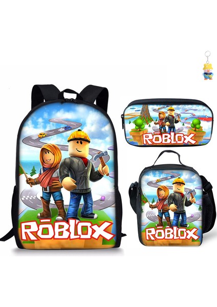 Roblox Öğrenci Okul Çantası Ilkokul ve Ortaokul Öğrencileri Sırt Çantası Üç Parçalı Set (Yurt Dışından)