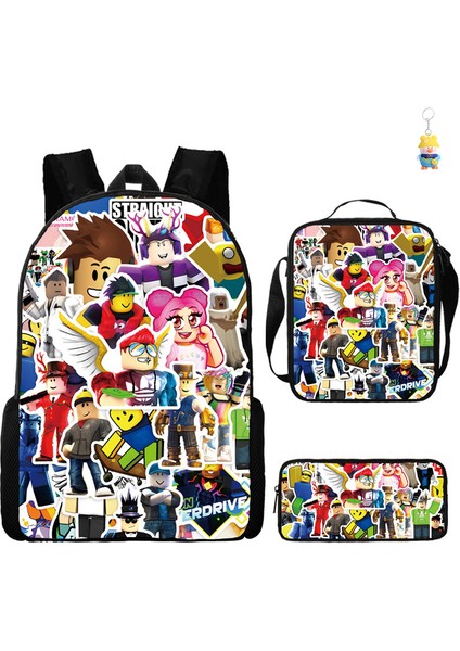 Roblox Öğrenci Okul Çantası Ilkokul ve Ortaokul Öğrencileri Sırt Çantası Üç Parçalı Set (Yurt Dışından)