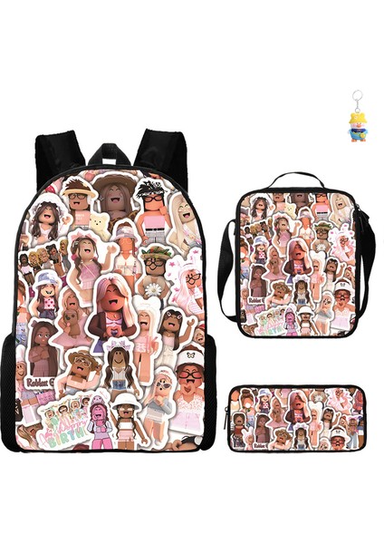 Roblox Öğrenci Okul Çantası Ilkokul ve Ortaokul Öğrencileri Sırt Çantası Üç Parçalı Set (Yurt Dışından)