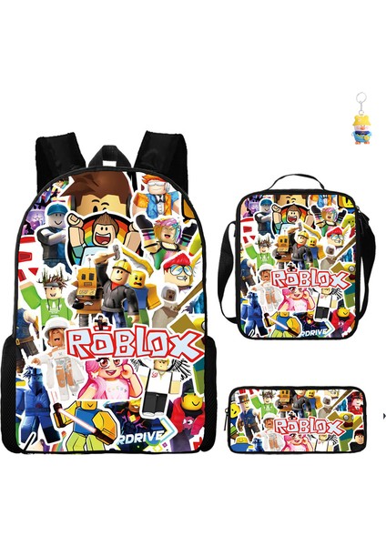Roblox Öğrenci Okul Çantası Ilkokul ve Ortaokul Öğrencileri Sırt Çantası Üç Parçalı Set (Yurt Dışından)