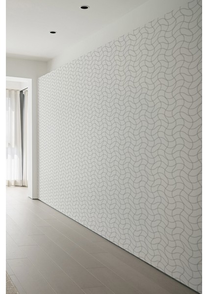 Modern Ince Dalga Desenli Duvar Kağıdı – Minimalist Beyaz Gri Geometrik Tasarım
