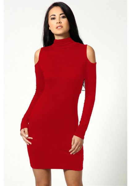 B101177 Omuzu Açık Uzun Kollu Elbise fırsatları