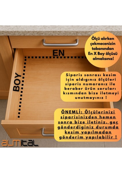 75x49 Cm. 6 Bölmeli Gri Çekmece İçi Düzenleyici Kepçelik (70*40 CM'E KADAR KESİLR) Ücretsiz Kesim