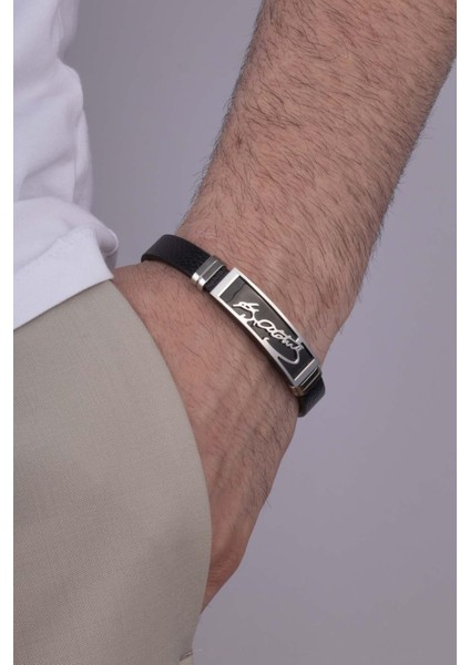 Atatürk Imzalı Erkek Deri Bileklik