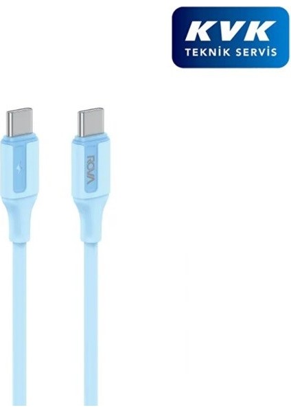 KB203M Type-C To Type-C 20W Hızlı Şarj Data Kablosu 1.2cm - Mavi