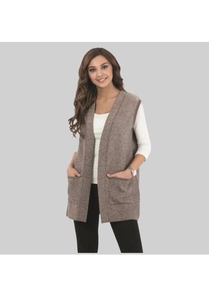 Kadın Cepli Desenli Yelek Anne Yelek