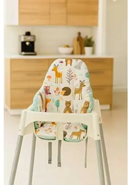 Bebek Mama Sandalyesi Minderi Yıldızlı Desen 100% Pamuklu Ergonomik Tasarım 1 Adet