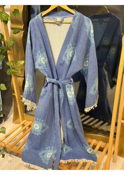 Müslin Kimono %100 Pamuklu Göz Desenli Jakarlı Bornoz Kaftan Sabahlık fırsatları