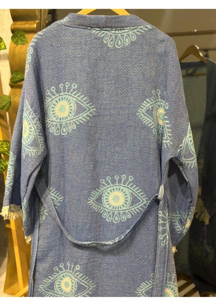 Müslin Kimono %100 Pamuklu Göz Desenli Jakarlı Bornoz Kaftan Sabahlık indirimleri