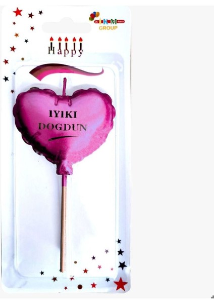 Iyiki Doğdun Kalp Pembe Mum modelleri
