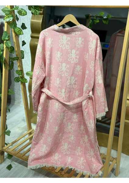 Müslin Kimono %100 Pamuklu Ahtapot Desenli Bornoz Kaftan Sabahlık modelleri