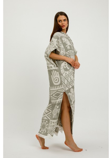 Müslin Panço Etnik Kimono %100 Pamuklu Jakarlı Bornoz Kaftan Sabahlık indirimleri