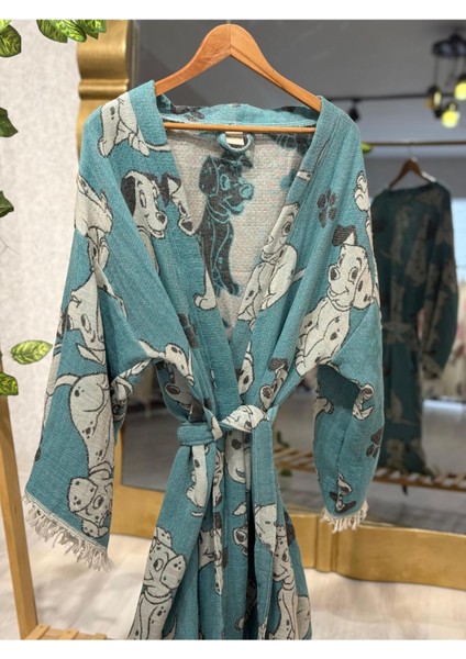 Müslin Kimono %100 Pamuklu Dalmaçyalı Desenli Jakarlı Bornoz Kaftan Sabahlık fırsatları