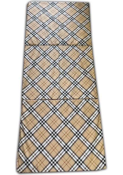 Katlanır Yer Minderi ve Tek Kişilik Süngerli Katlanır Minder 70X180 cm 6 Cm-Kahverengi Ekose