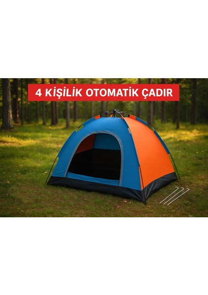 4 Kişilik Tam Otomatik Kamp Çadırı | Su Geçirmez, Dayanıklı, Metalize Kaplı, 200×200×145 cm fiyatları