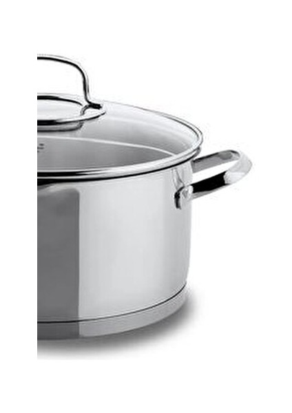 Derin Tencere 24x16 cm Paslanmaz Çelik Cam Kapaklı Ergonomik Tasarım indirimleri