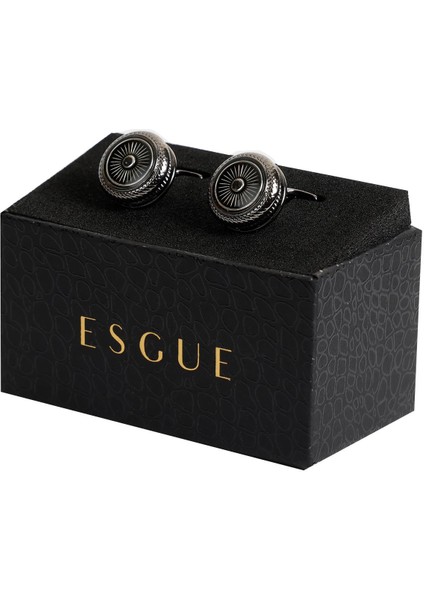 Siyah Renk Siyah Desenli Yuvarlak Kol Düğmesi KD:7301