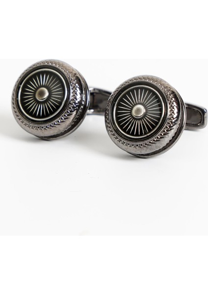 Siyah Renk Siyah Desenli Yuvarlak Kol Düğmesi KD:7301 fiyatları