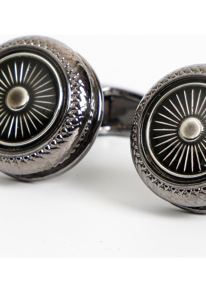 Siyah Renk Siyah Desenli Yuvarlak Kol Düğmesi KD:7301 modelleri