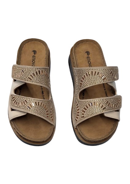 Enova Anatomik Taşlı Çift Bant Cırtlı Kadın Terlik