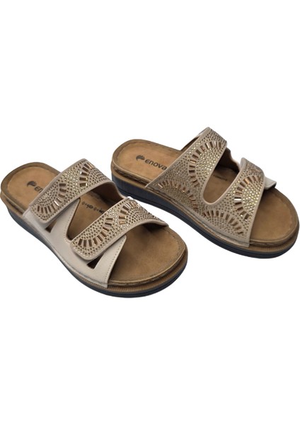 Enova Anatomik Taşlı Çift Bant Cırtlı Kadın Terlik fiyatları