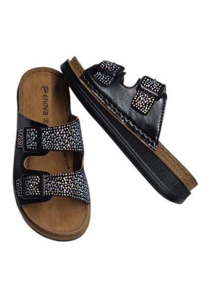 Enova Anatomik Taşlı Çift Bant Cırtlı Kadın Terlik modelleri