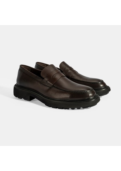 Erkek Kahve Deri Loafer