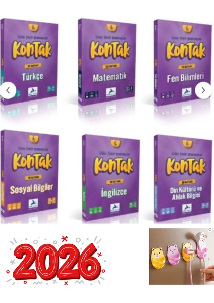 Paraf 6. Sınıf Kontak Konu Takip Deneme Seti Türkçe- Matematik-Fen-Sosyal-Ingilizce-Din 6 Kitap