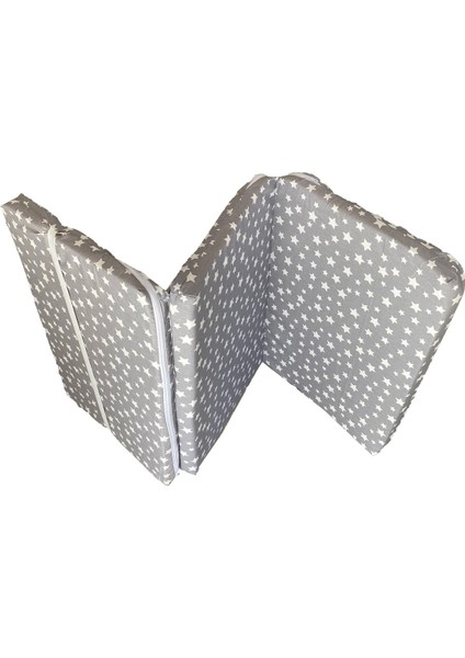 Katlanır Çocuk Yatağı Sünger Yatak Çocuk Oyun Minderi 60X120-4 Cm(Gri Yıldız) fiyatları