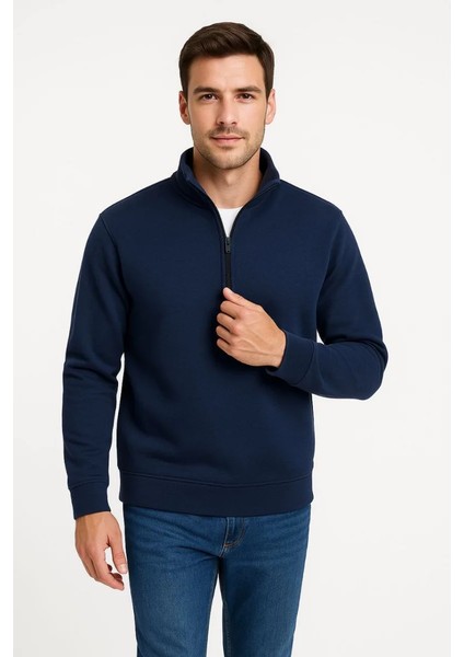 Monsi Erkek Dik Yaka Sweatshirt Dik Yaka Yarım Fermuarlı 3 Iplik Şardonlu Pamuk Kumaş 7 Renk Seçeneğiyle fiyatları