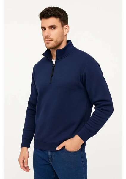 Monsi Erkek Dik Yaka Sweatshirt Dik Yaka Yarım Fermuarlı 3 Iplik Şardonlu Pamuk Kumaş 7 Renk Seçeneğiyle modelleri