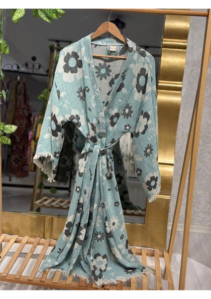 Müslin Kimono %100 Pamuklu Çiçek Desenli Jakarlı Bornoz Kaftan Sabahlık fiyatları