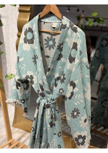 Müslin Kimono %100 Pamuklu Çiçek Desenli Jakarlı Bornoz Kaftan Sabahlık modelleri