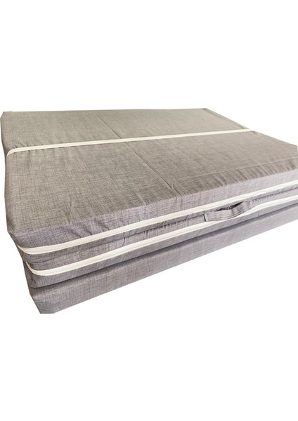 Tek Kişilik Katlanır Yer Yatağı Sünger Yatak Gri Kırçıllı 80X180 Cm-6 cm