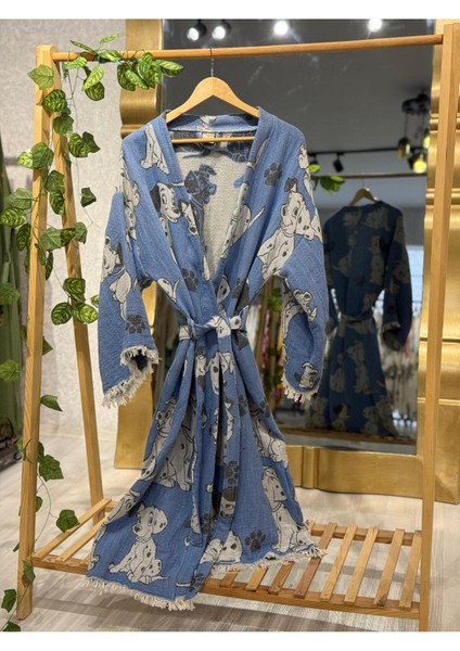Müslin Kimono %100 Pamuklu Dalmaçyalı Desenli Jakarlı Bornoz Kaftan Sabahlık fiyatları
