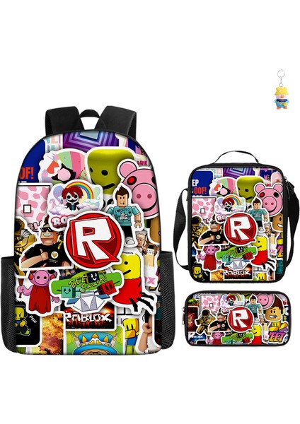 Roblox Öğrenci Okul Çantası Ilkokul ve Ortaokul Öğrencileri Sırt Çantası Üç Parçalı Set (Yurt Dışından)