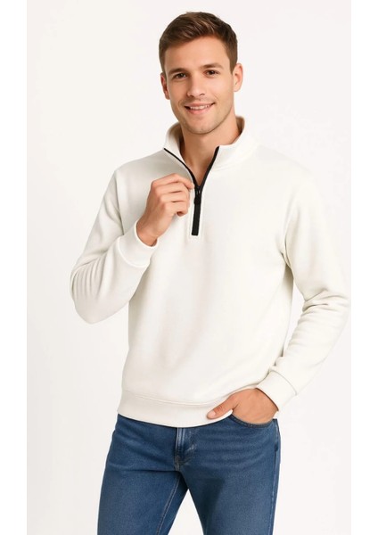 Erkek Dik Yaka Sweatshirt Dik Yaka Yarım Fermuarlı 3 Iplik Şardonlu Pamuk Kumaş 7 Renk Seçeneğiyle fırsatları