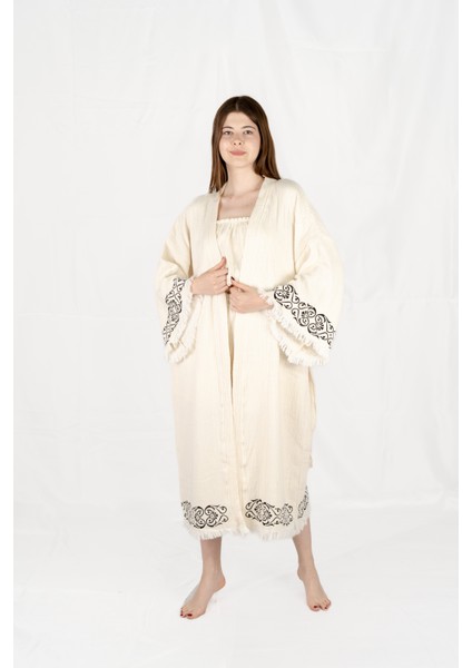 Müslin Kimono %100 Pamuklu Çini Baskılı Desenli Bornoz Kaftan Sabahlık fiyatları
