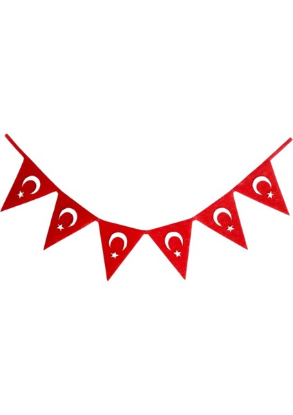 14X8 cm Üçgen Keçe Türk Bayraklı Duvar Süslemesi | 29 Ekim Cumhuriyet Bayramı Pano ve Süsleme
