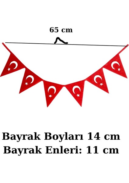 14X8 cm Üçgen Keçe Türk Bayraklı Duvar Süslemesi | 29 Ekim Cumhuriyet Bayramı Pano ve Süsleme modelleri