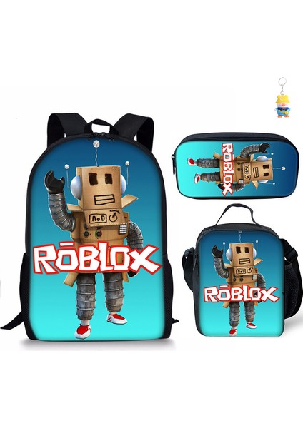 Roblox Öğrenci Okul Çantası Ilkokul ve Ortaokul Öğrencileri Sırt Çantası Üç Parçalı Set (Yurt Dışından)