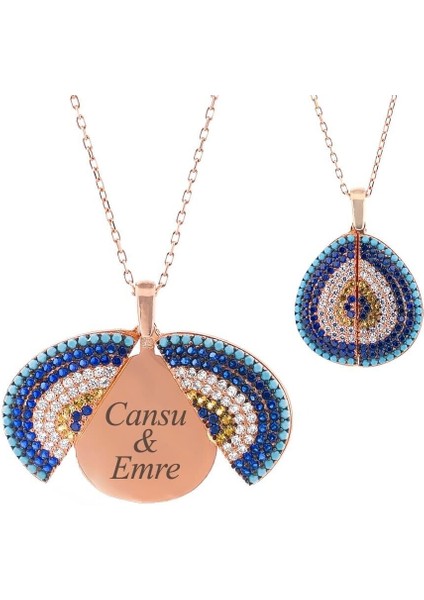 Isim Yazılabilen Kişiye Özel Taşlı 925 Ayar Gümüş Kadın Kolye